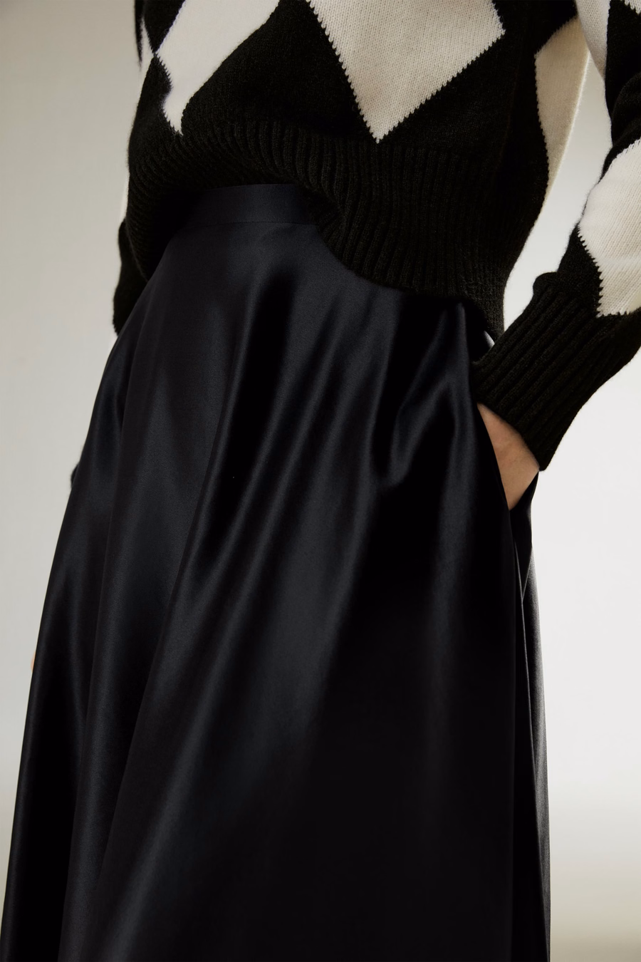Jupe maxi en soie en forme de A