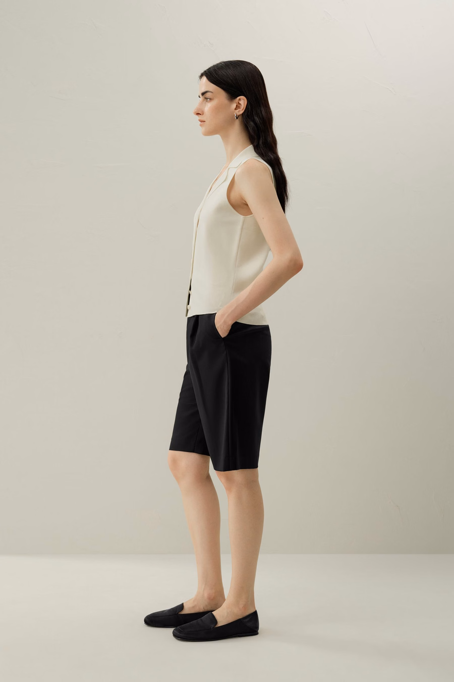 Gilet en soie et viscose à col à revers Milano