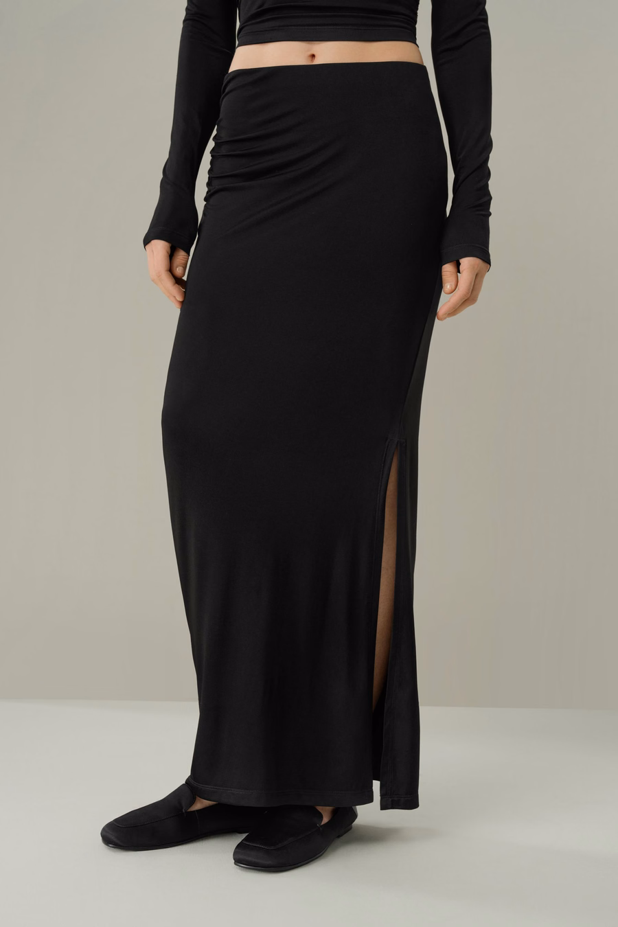 Jupe Maxi Slim-Fit en Jersey de Soie Breeze