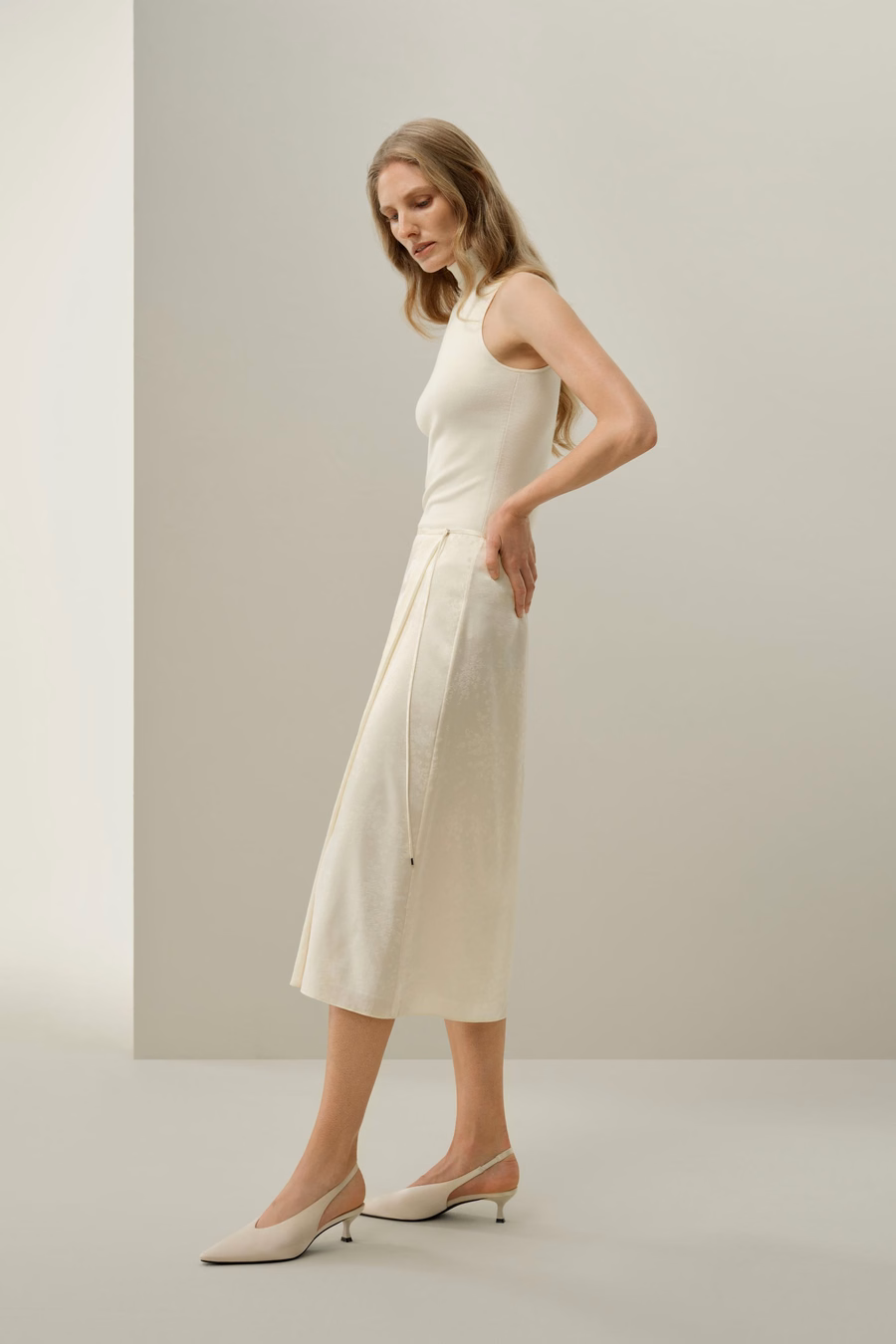 Jupe en soie Jacquard Ying