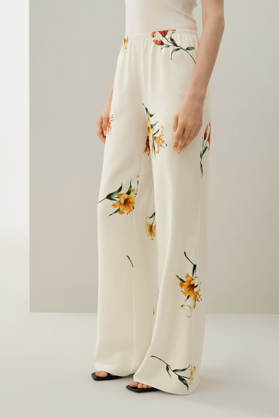 Pantalon en soie imprimé Lily