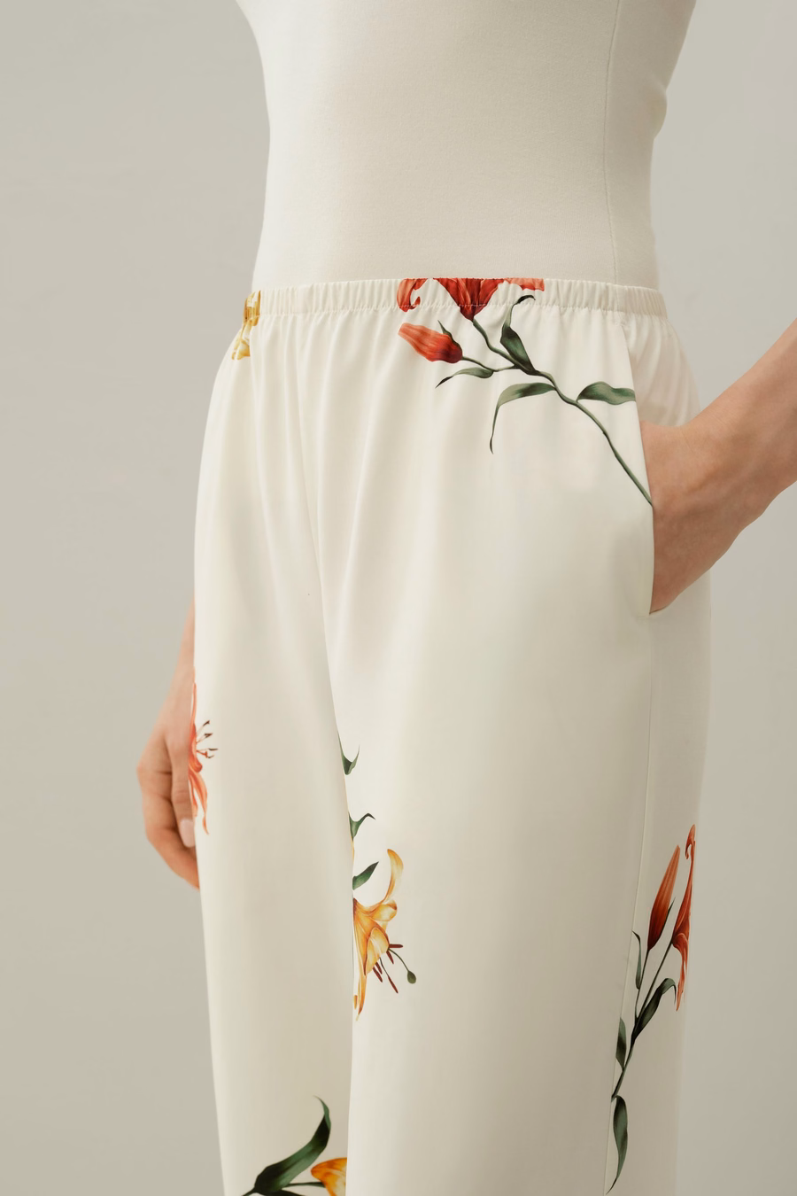 Pantalon en soie imprimé Lily