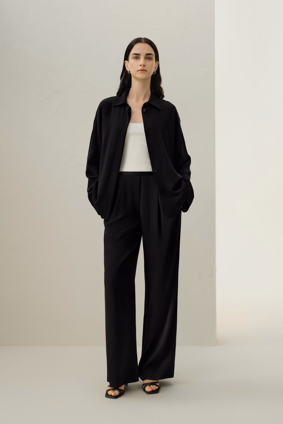 Pantalon en Charmeuse de Soie Double-Face