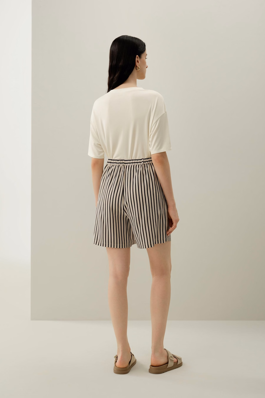 Short en soie rayée