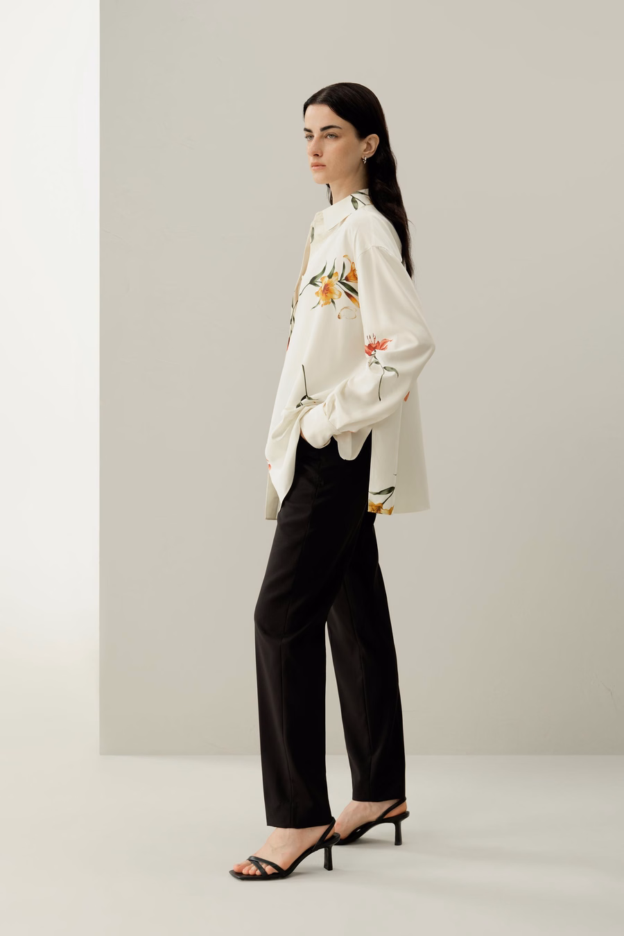 Chemise oversize en soie imprimée Lily