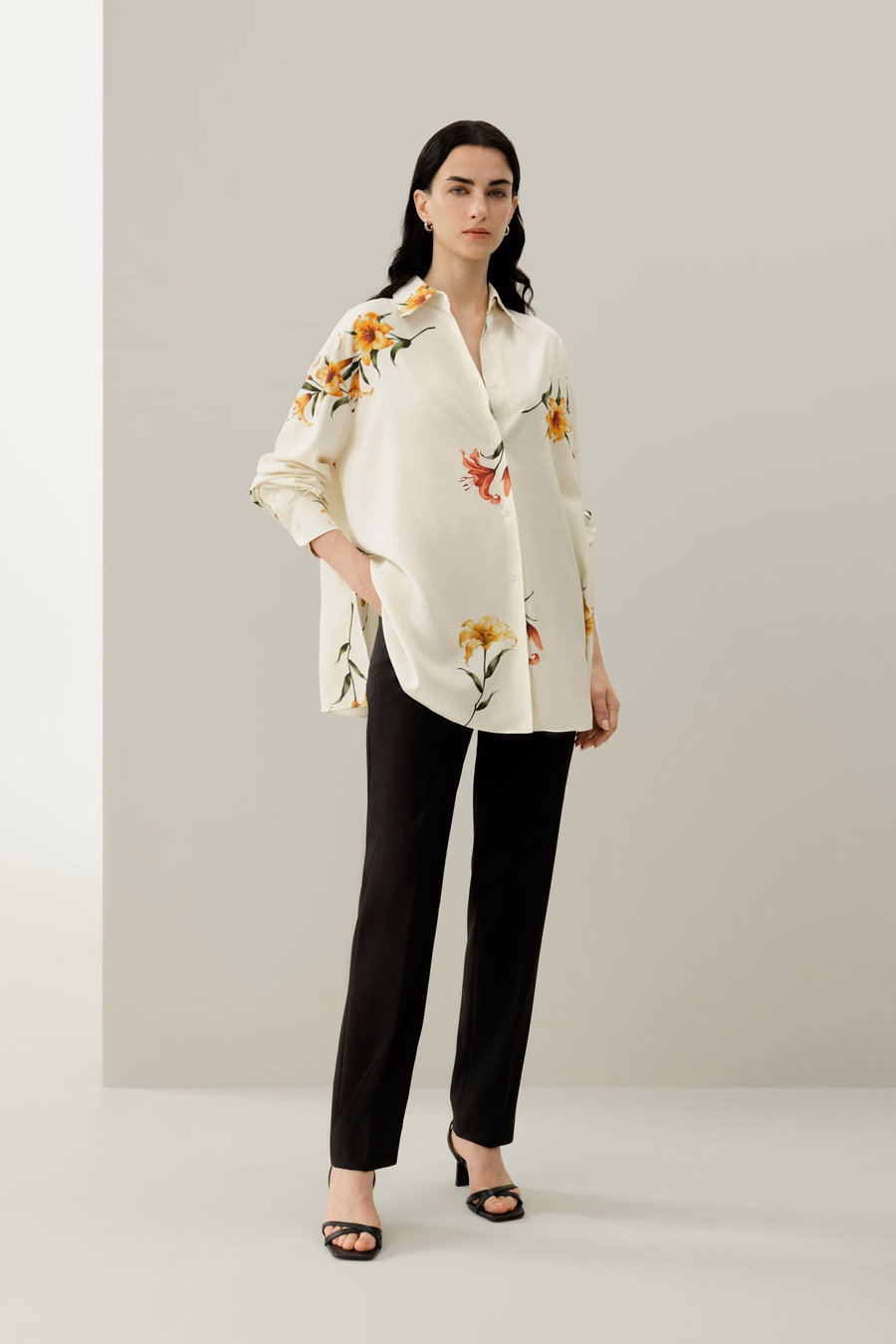 Chemise oversize en soie imprimée Lily