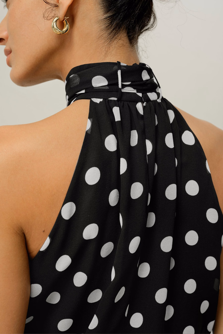 Top en soie georgette polka dots convertible