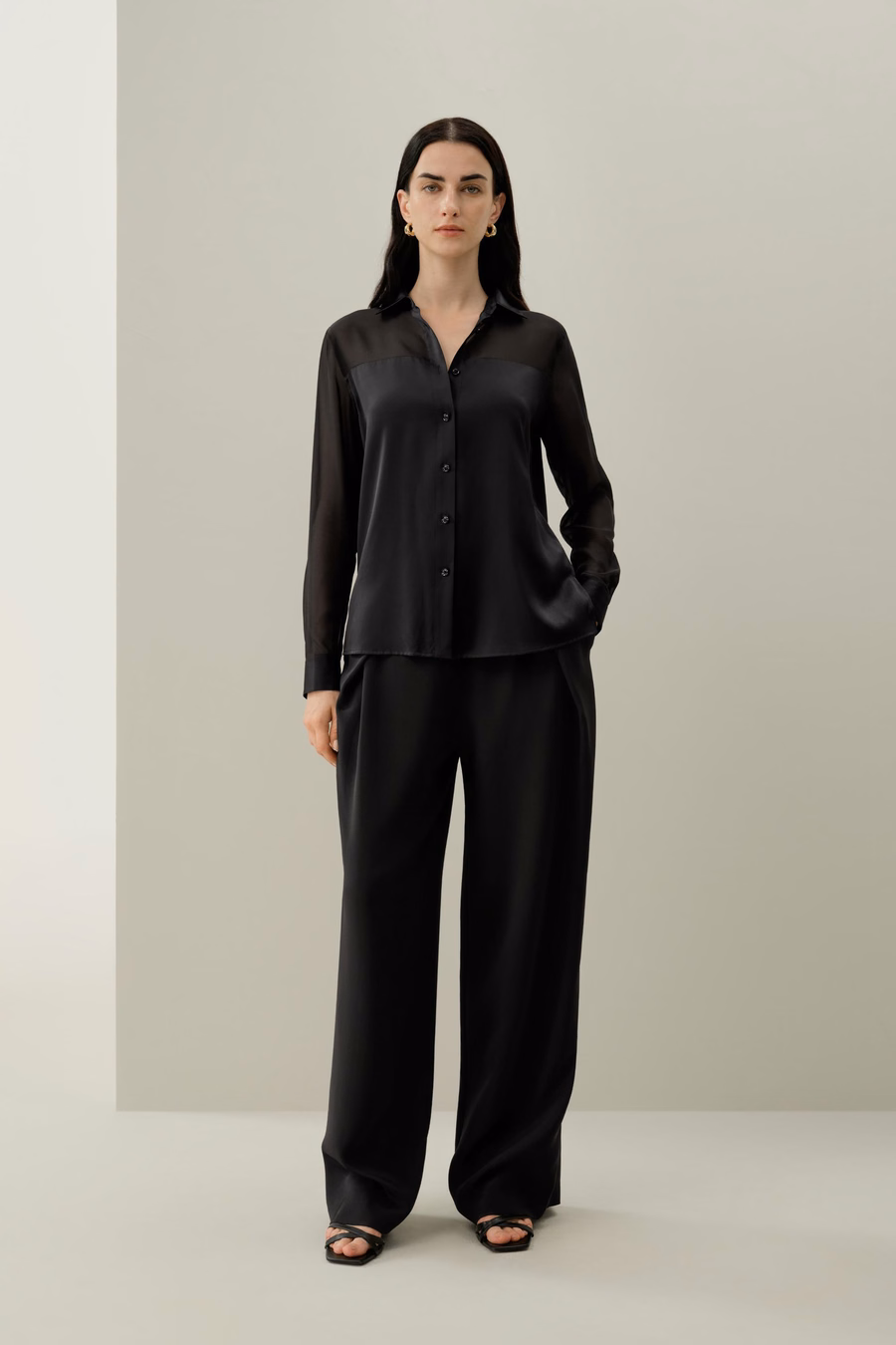 Chemise en soie organza à boutons