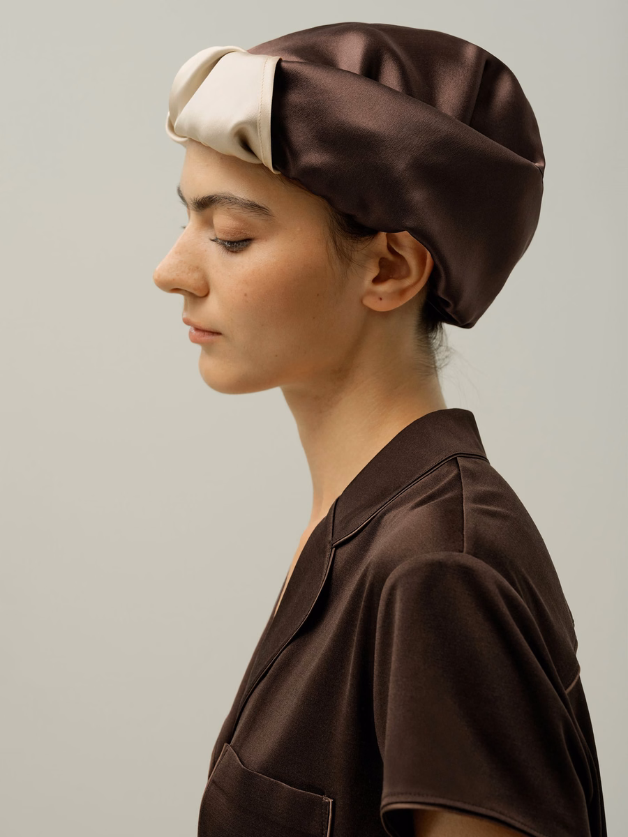 Bonnet de sommeil en soie multicolore