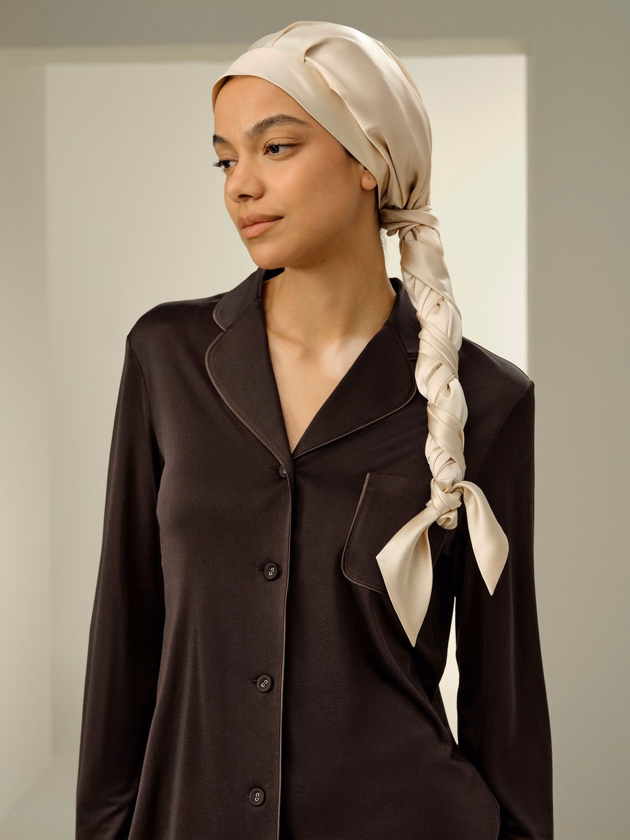 Bonnet de cheveux en tresse de ruban en soie