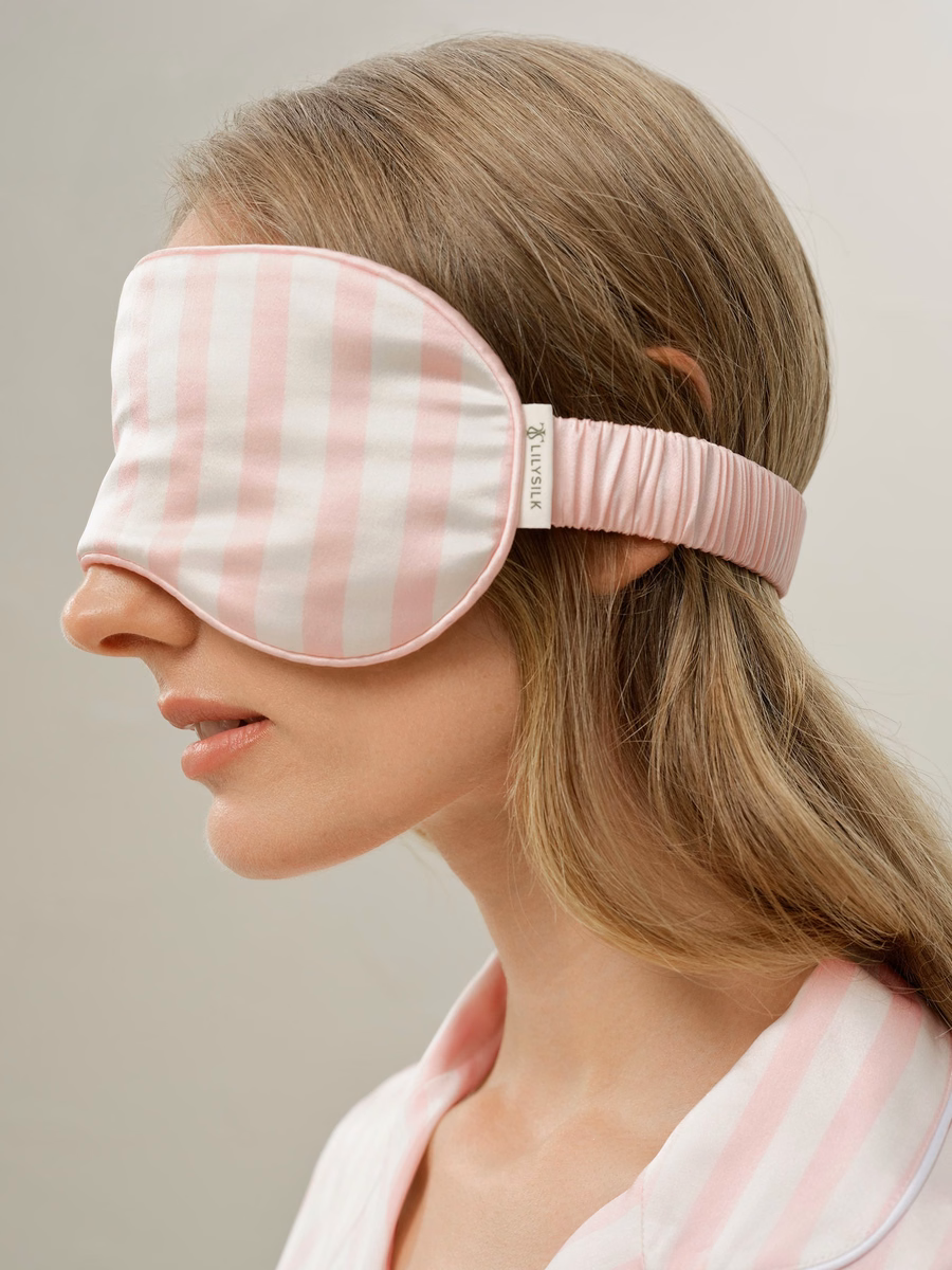 Masque de sommeil en charmeuse rayée